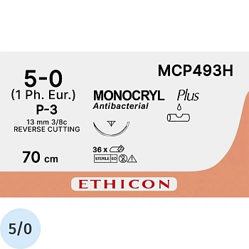 Шовный материал Монок.+ 5/0,70см н/окр Пр обр-реж 13мм 3/8 MCP493H 12ш/уп